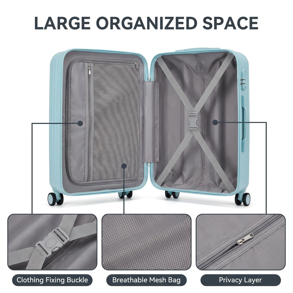Hard-Shell Trolley Luggage with Zipper Closure and Solid-Color Design, Listed 20-Inch Pink, White, Yellow or Blue Set Labels and Dark Grey Single-Case Option