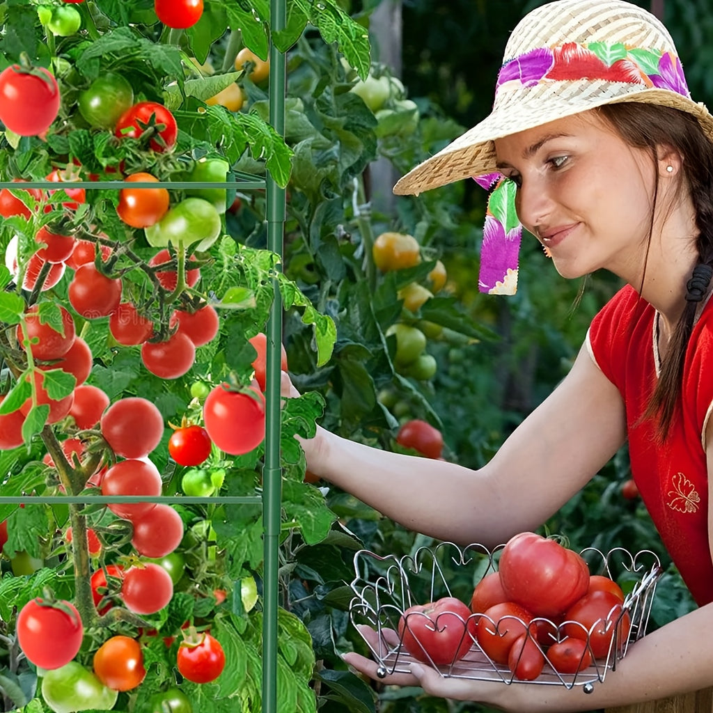 Triangle-Star Tomato Cage Garden Trellis with Listed 46.4-Inch Size, Three-, Five- or Six-Set Options for Supporting Compatible Climbing Vegetables and Flowers