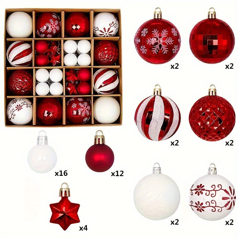 Christmas Ball Ornaments with Eight Color Theme Options, Listed 44-Piece Hanging Decoration Set for Coordinated Tree Styling, Window Displays and Holiday Parties