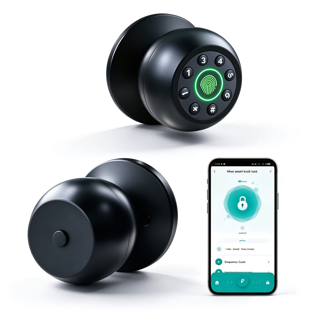 Aluminum Alloy Smart Door Lock with Listed App Key Access, Battery-Powered Wireless Design and Polished Finish, Black or Without Fingerprint Model Options