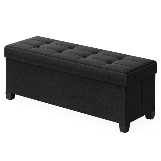 Six-Color Folding Storage Ottoman Bench for Living Room and Bedroom Organization, Camel Brown, Cream White, Gray, Dark Blue or Black with Listed Size Option