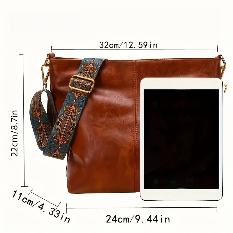 Bohemian Hobo Crossbody Bag for Women with Geometric Strap and Hamsa Hand/Evil Eye Pendant, Large-Capacity Retro Shoulder Handbag in 11 Colors