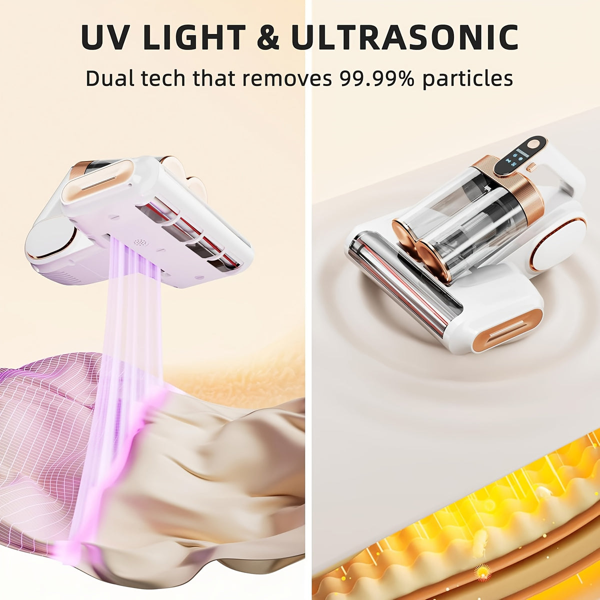 UVC Mattress Vacuum Cleaner with Hot Air, 16KPa Powerful Suction Bed Vacuum with Dual Dust Cup, Handheld Deep Cleaning Mattress Machine for Pillows, Sofa, and Carpet