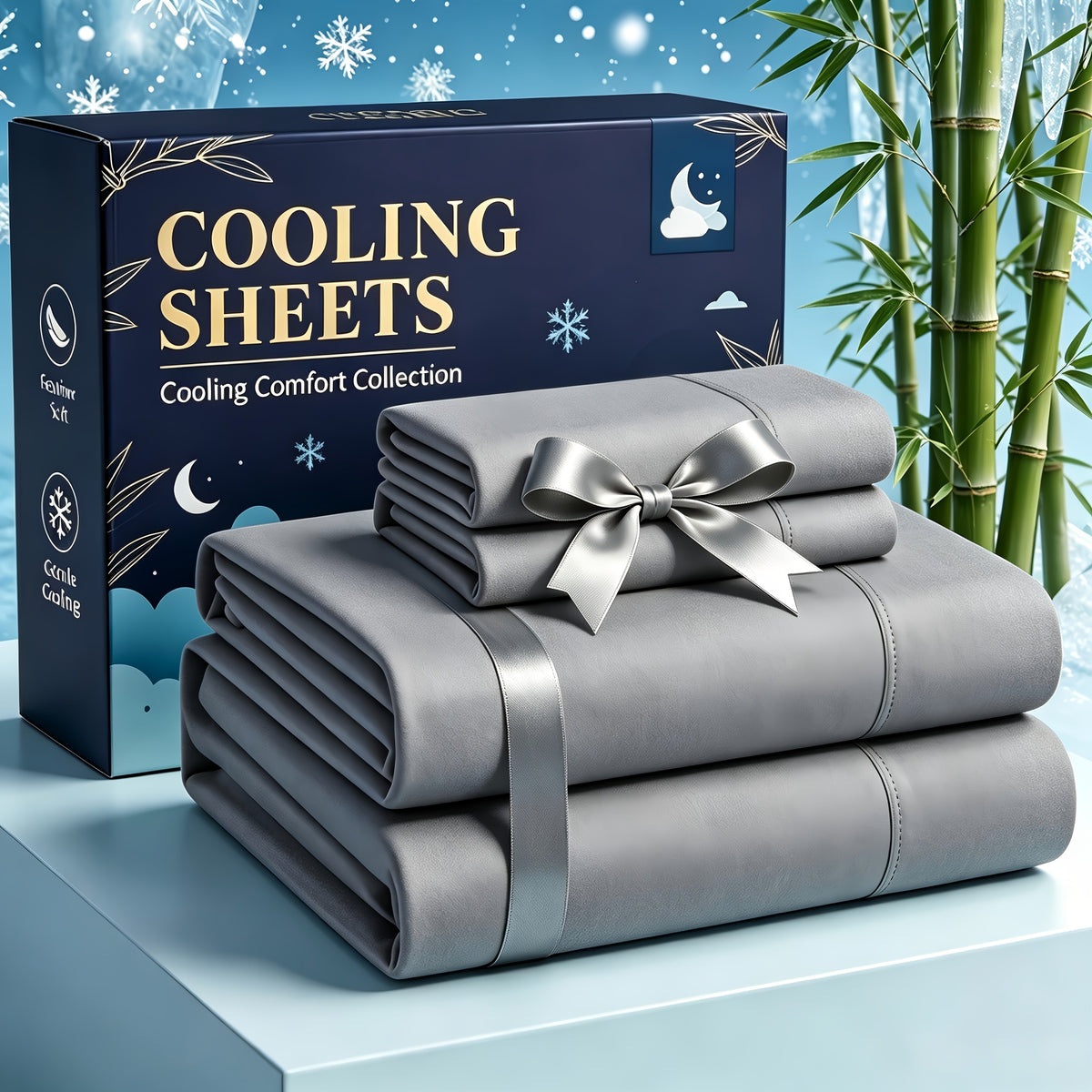 Breathable Cooling Bedding Set, 4-Piece Extra Deep Pocket Sheets and Pillowcases with Twin, Full, Queen, King and California King Size Options