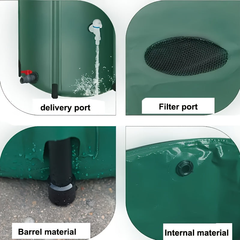 Rain Barrel Water Collection Tank with Multiple Listed Capacities, Plastic Garden Water Storage Container in Black or Green for Backyard Watering and Lawn Care