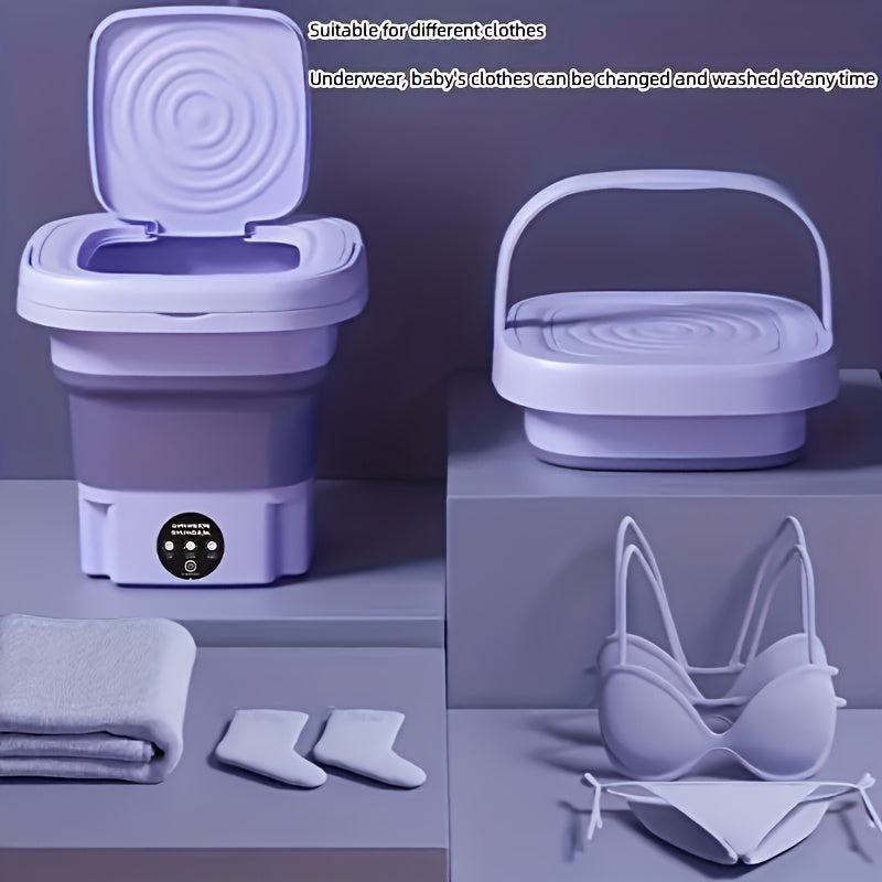 Foldable Portable Washing Machine, 2.64L Mini Laundry Washer for Socks, Underwear and Suitable Delicates, Compact Storage for Apartment, Dorm and RV