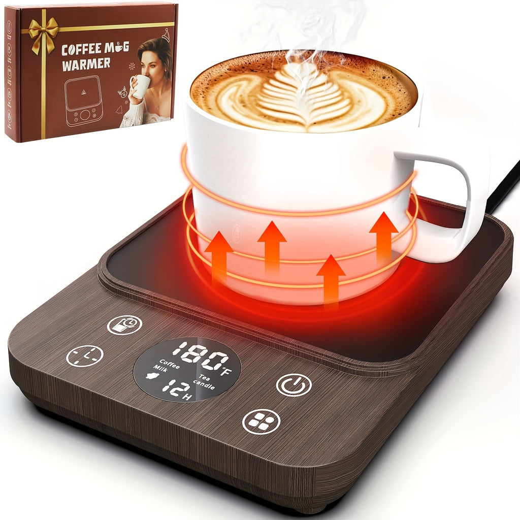 Coffee Mug Warmer with Hourly Drink Reminder, 9 Temperature Settings from 100-180°F, 4 Heating Modes, 1-12 Hour Timer and Auto Off for Desk Coffee and Tea