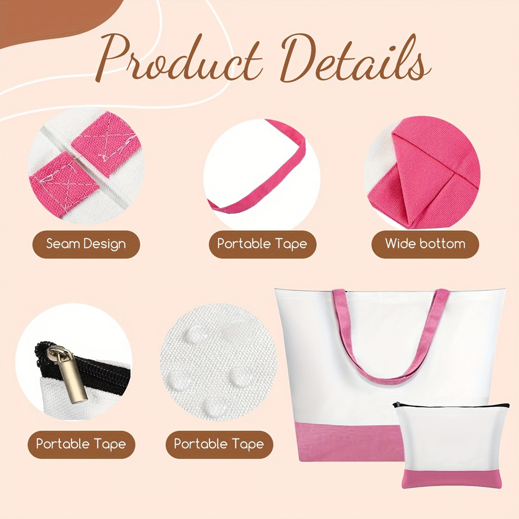 Sublimation Tote and Makeup Bag Blanks with Listed 20-Piece Pack Options, Canvas Tote Crafting and Decorating Supplies for Personalized Designs and Gift Projects