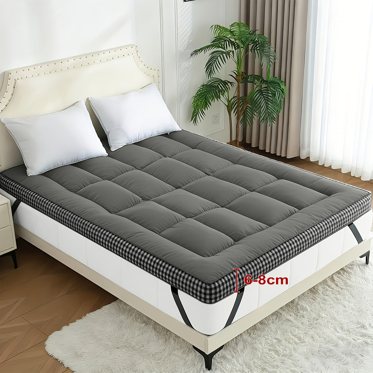Filled Mattress Topper with Mesh Structure and Listed 1200 GSM, Twin, Full, Queen or King Bedding Layer with Standard, Upgraded and Random Color Options