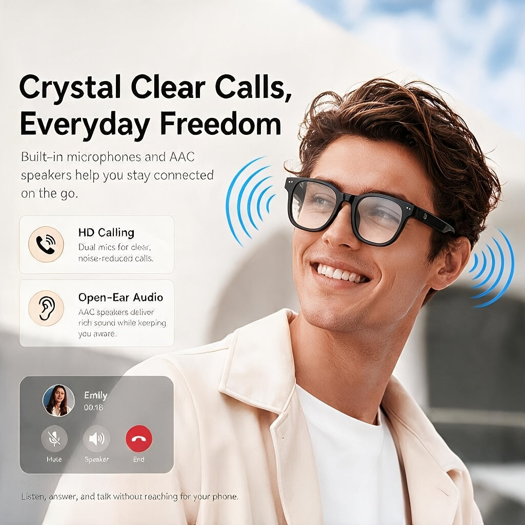 AI Translation Glasses with Phone Camera Remote Control, Wireless Audio and Calls, Voice Assistant and Color-Changing Lens Options, No Built-In Camera