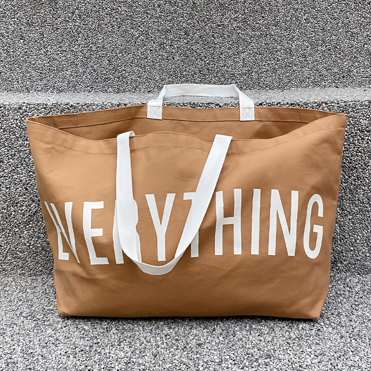 Letter Print Canvas Tote Bag for Women, Large-Capacity Top-Handle Shopping and Commuter Handbag in Multiple Colors for Everyday Errands