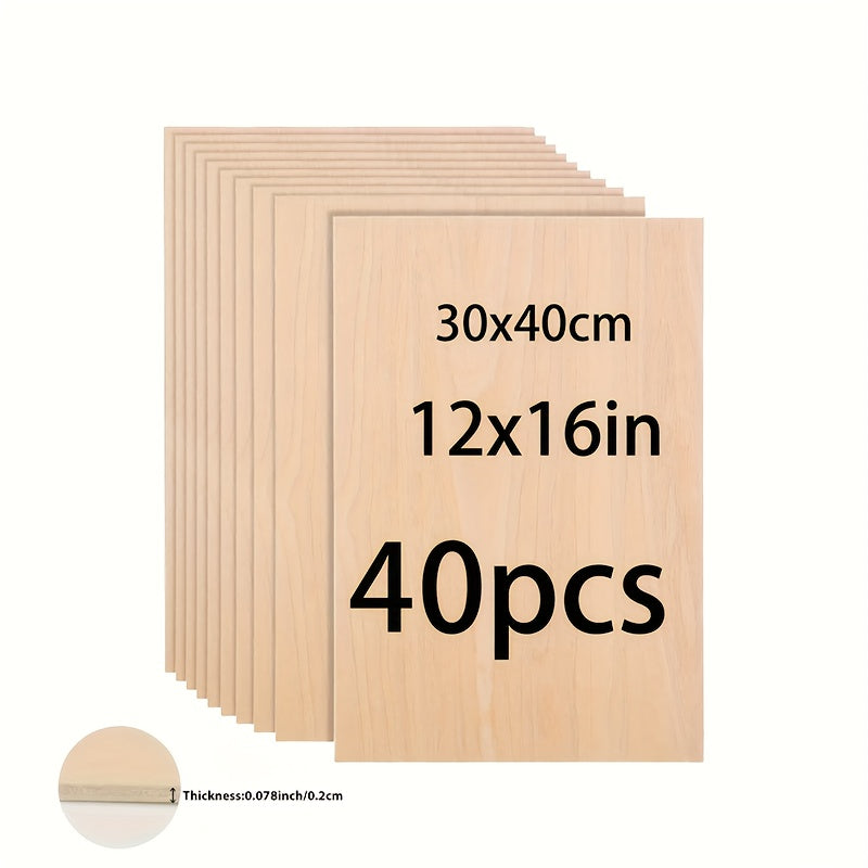 Unfinished Craft Wood Sheets 12 x 16 Inches, Listed Laminated Smooth-Surface Boards in 20 or 40 Piece Packs for Painting, Artwork and DIY Decoration Projects