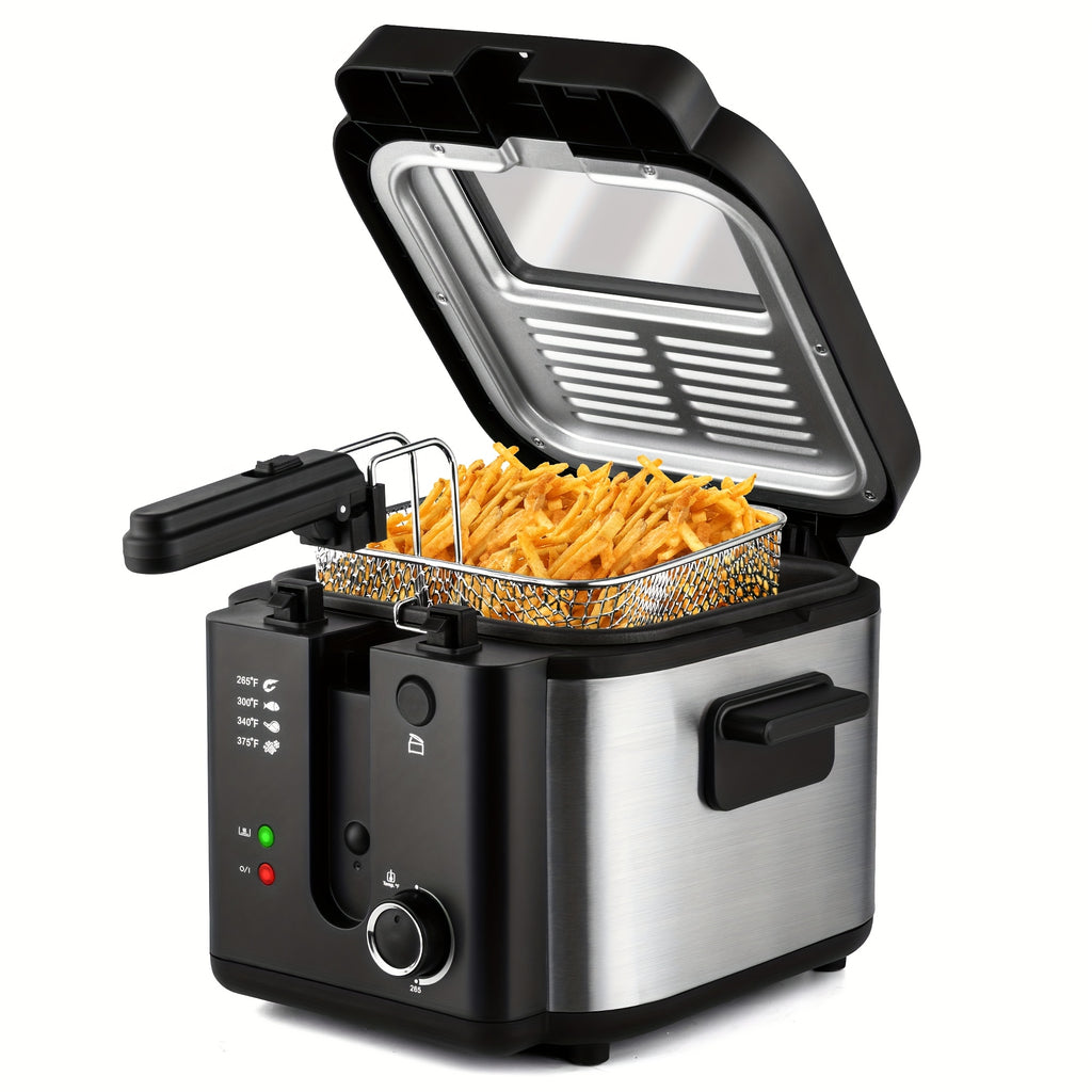 Basket-Equipped Countertop Deep Fryer by SUSTEAS with Adjustable Temperature and Nonstick Lining, 1.5L, 2.5L, 3L, 5L or 6L Options for Home Cooking