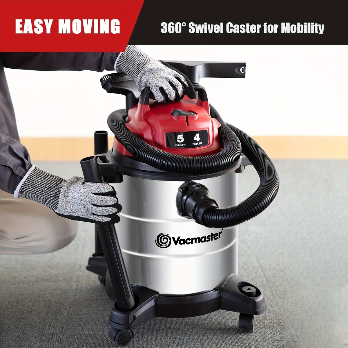 Shop Vac Stainless Steel Wet Dry Vacuum 5 Gallon/8 Gallon, 16KPa/20KPa Powerful Suction with Blower, 90/103 CFM and 10ft Power Cord for Dog Hair, Garage, Car Detailing, Home, Workshop and Job Site Cleanup