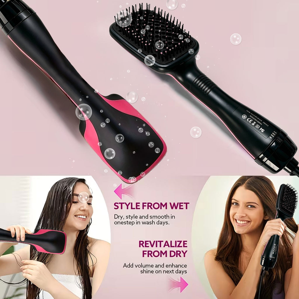 Blow Dryer Brush Straightener 3-in-1, One Step Hot Air Brush for Detangling, Straightening and Fast Drying, Anti-Frizz Salon-Quality Hair Styling Tool for Smooth, Shiny Straight Hair, Gift for Women