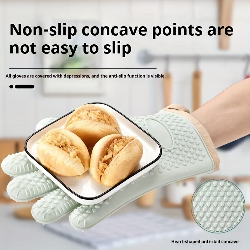 Silicone Oven Gloves Pair, Two-Piece Kitchen Hand Protection with Listed Heat Resistance, Non-Slip Design and Hanging Storage for Cooking, Baking and BBQ Tasks