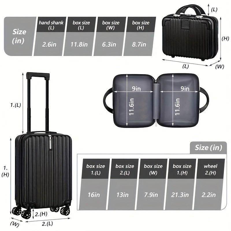Wheeled Travel Suitcase and Luggage Set Options with Listed 20-Inch Case and Selected 14-Inch Handbag Configurations, Multiple Colors for Work Trips and Vacations