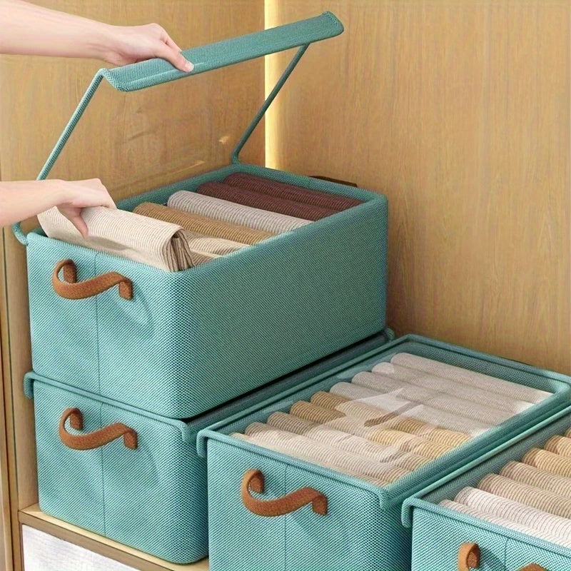Lidded Foldable Storage Basket with Handles, Oxford Cloth or Cationic-Labeled Style Options for Wardrobe Organization, Shelf Storage and Moving Preparation