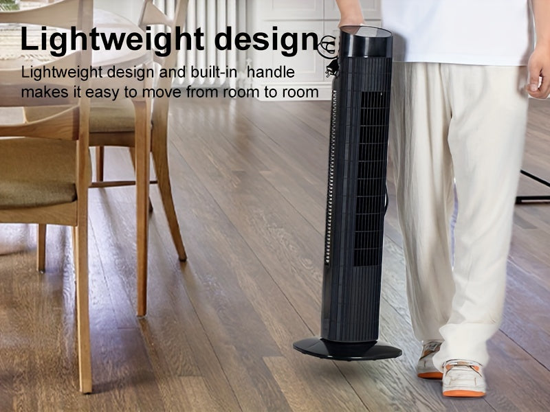 31-Inch Oscillating Tower Fan with Listed Remote Control, Three Speeds and 7.5-Hour Timer, White Option Labels for Bedroom, Living Room and Office Airflow