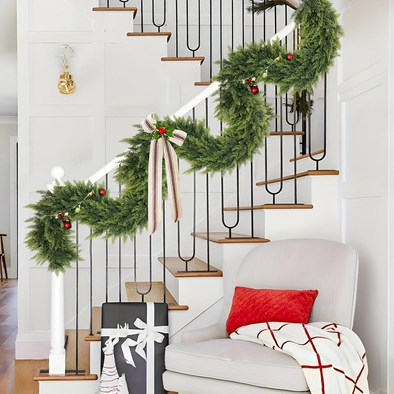 Norfolk Pine Garland by HMASYO, 6 FT Green Artificial Christmas Greenery with Listed 105 Branches and Real Touch Styling for Mantel and Table Displays