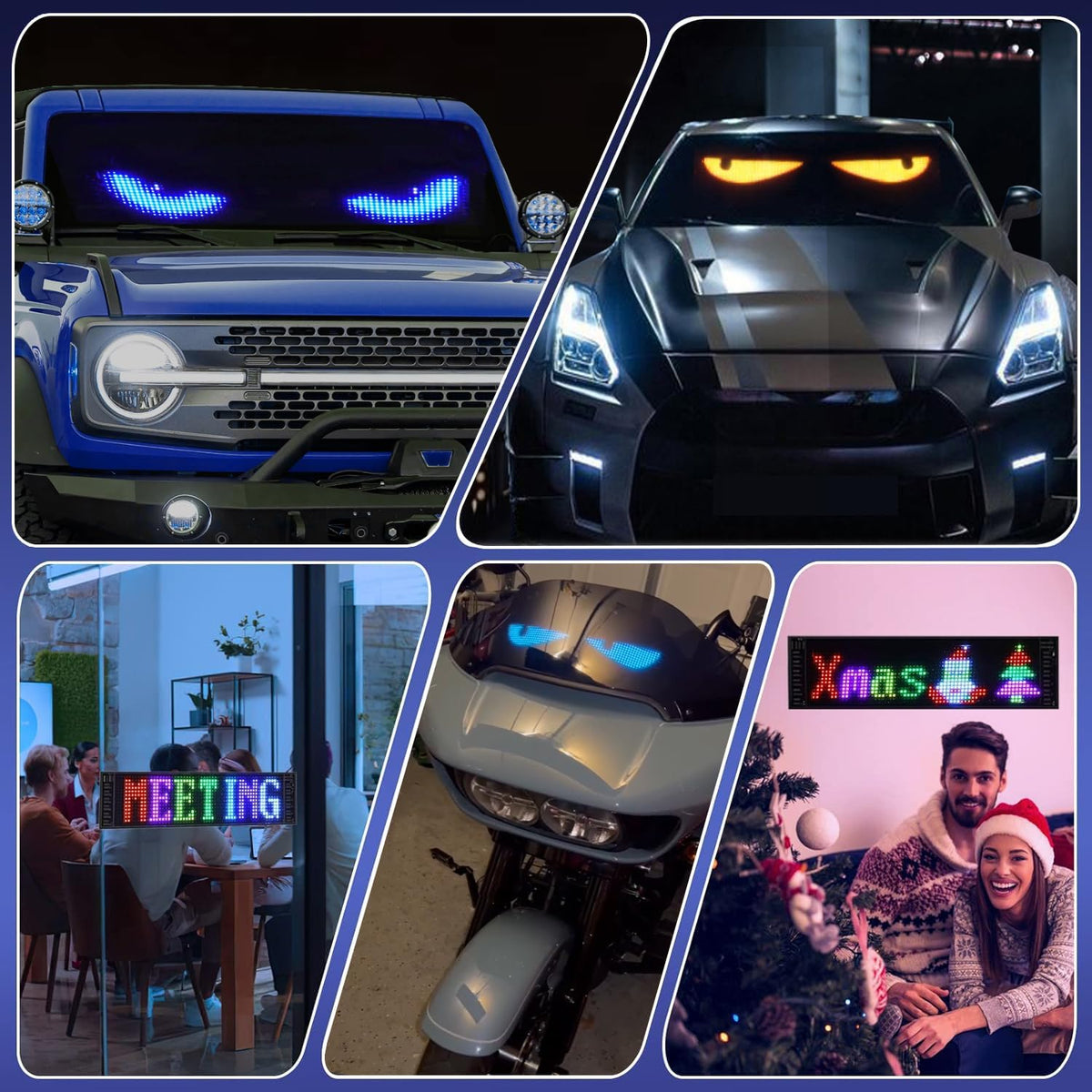 App-Programmable LED Message Board with Scrolling Animated Text and USB Power, Listed Car Charger and Adapter, 15 x 4-Inch or 7 x 3-Inch Set Options for Parties
