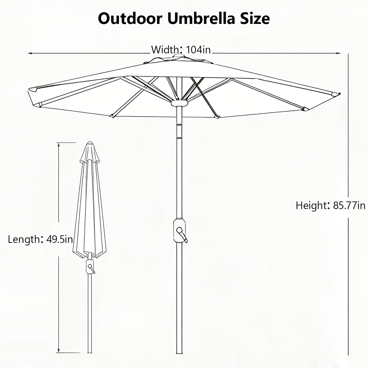9ft Market Patio Umbrella with Six Ribs, Outdoor Sun Shade in Red, Khaki or Yellow for Garden Seating, Balcony, Deck and Poolside Relaxation