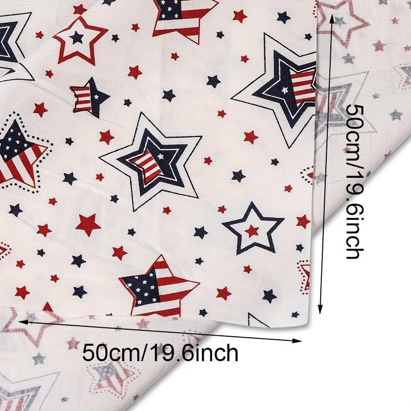 Patriotic Quilting Fabric Squares, 7-Piece Cotton Bundle with American Flag Stars and Stripes, 19.6-Inch Precuts for Sewing, Patchwork and July 4th Crafts