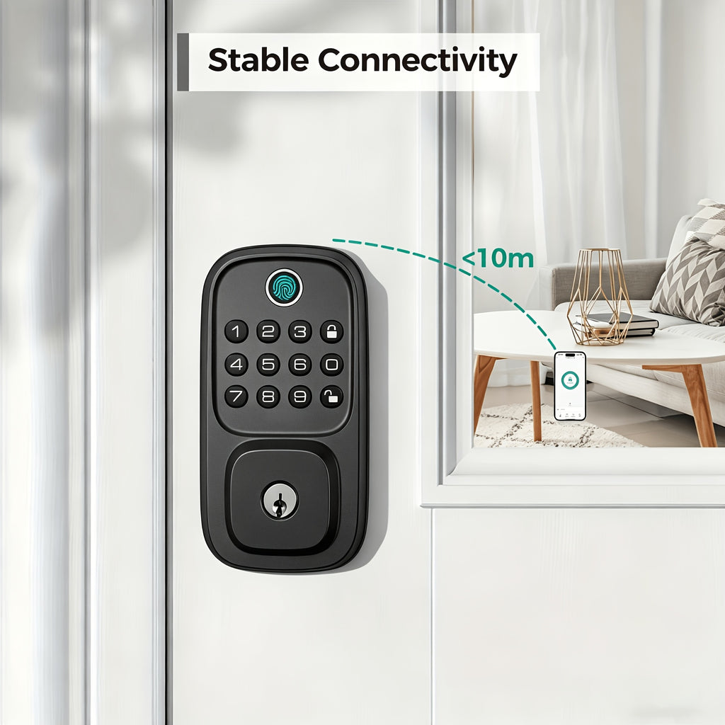 Fingerprint Keyless Entry Door Lock, Zinc Alloy Keypad Deadbolt with Listed 100 Codes, App Control and Two Keys, WiFi or Silver Handle Package Options