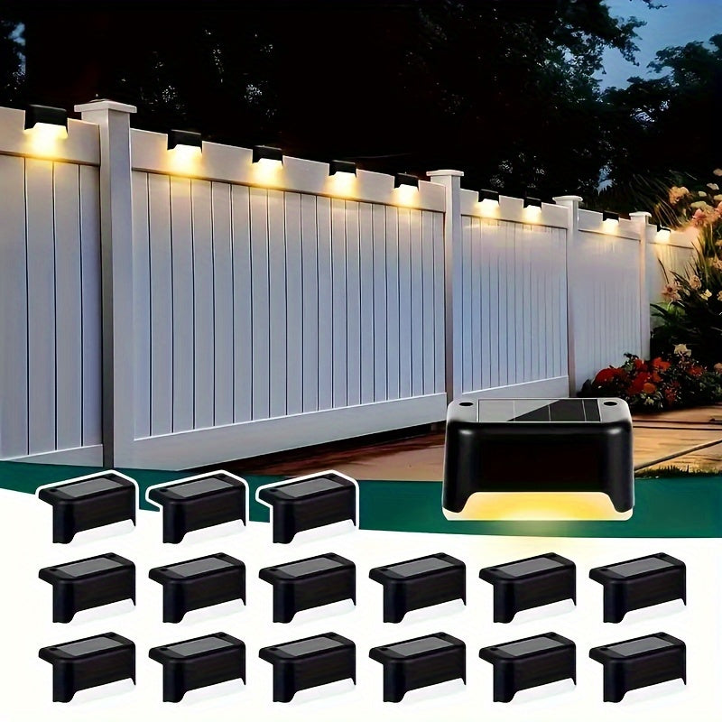 Warm White Solar Step Lights, 16 or 32-Pack Outdoor LED Accents with ABS Housing, Screw Mounting and Automatic On/Off in Black, White or Brown