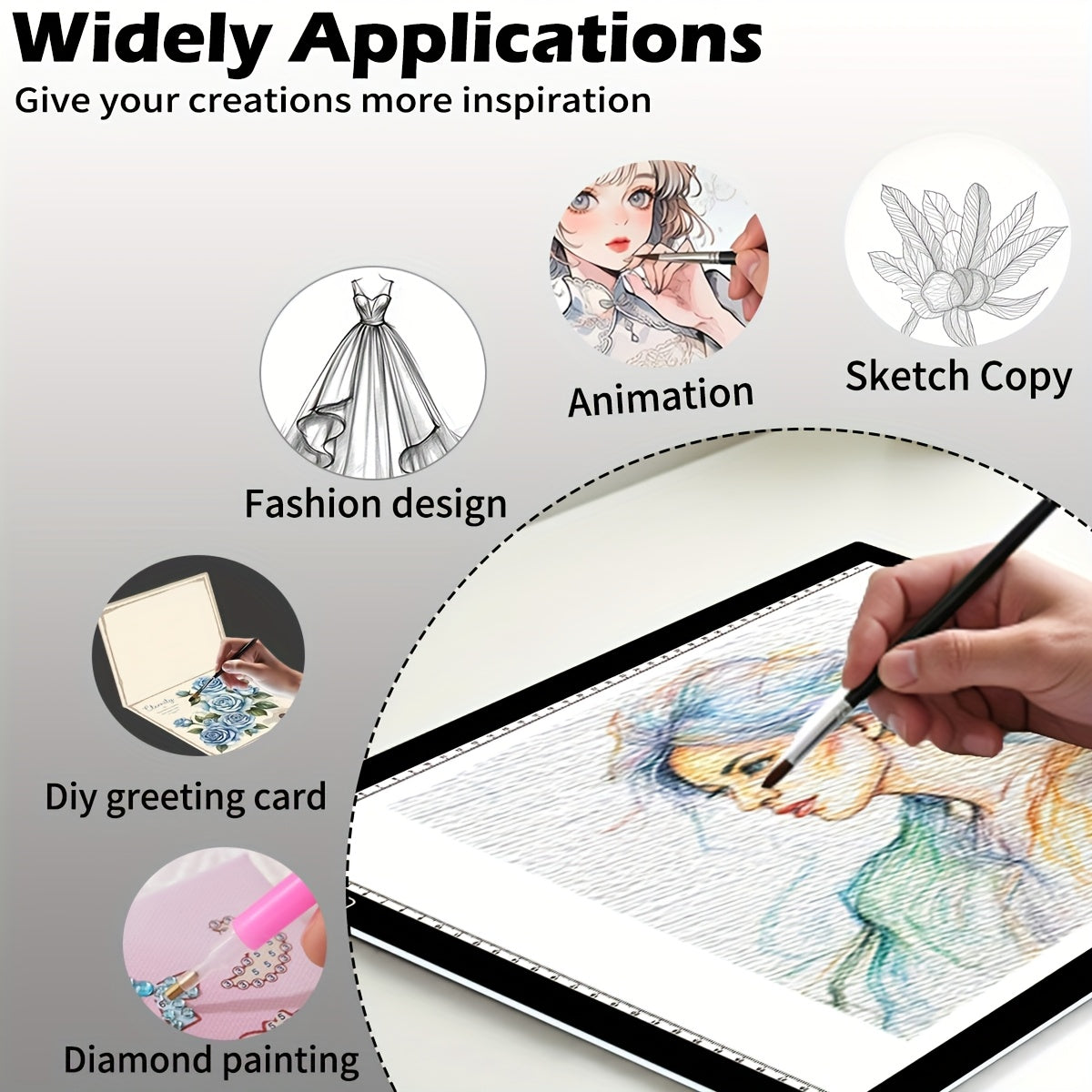 Dual Strip LED Drawing Light Board with Ten-Level Adjustable Brightness and Listed Acrylic Surface, Black Light Pad in Two Sizes for Tracing, Sketching and Diamond Painting