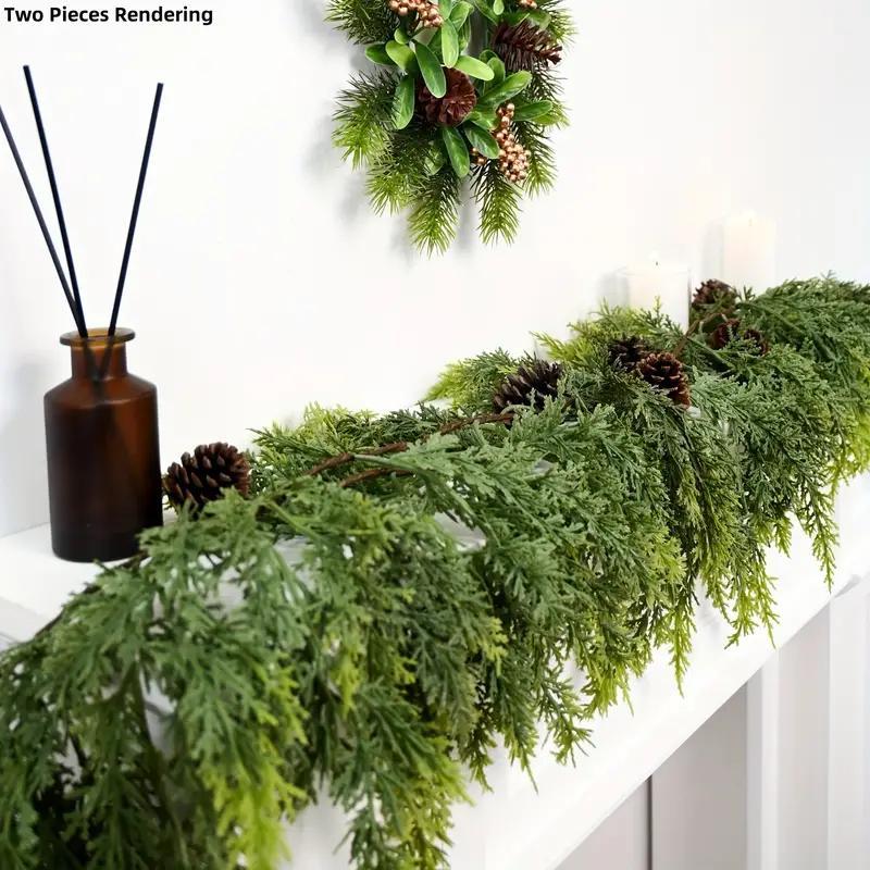 Norfolk Pine Garland by HMASYO, 6 FT Green Artificial Christmas Greenery with Listed 105 Branches and Real Touch Styling for Mantel and Table Displays