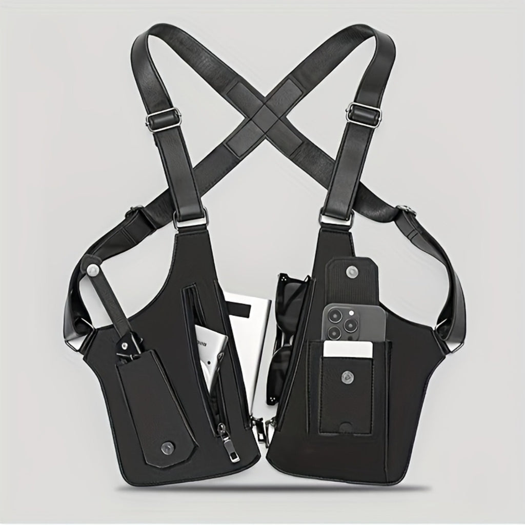 Men's Underarm Strap Bag in Black with Retro Styling for Everyday Phone Carry, Outdoor Walks, Cycling and Hiking Gift Ideas for Boyfriend or Father