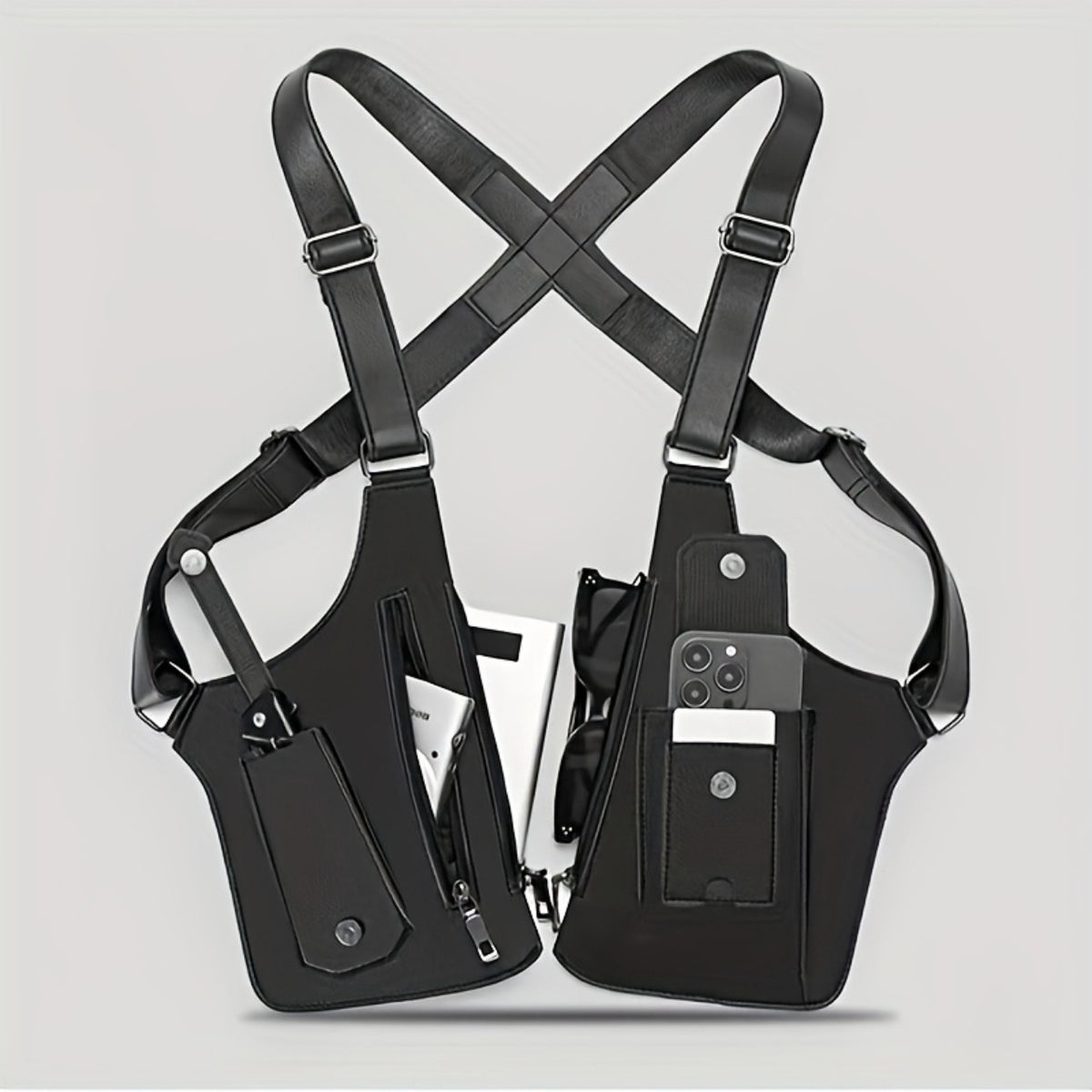 Men's Underarm Strap Bag in Black with Retro Styling for Everyday Phone Carry, Outdoor Walks, Cycling and Hiking Gift Ideas for Boyfriend or Father