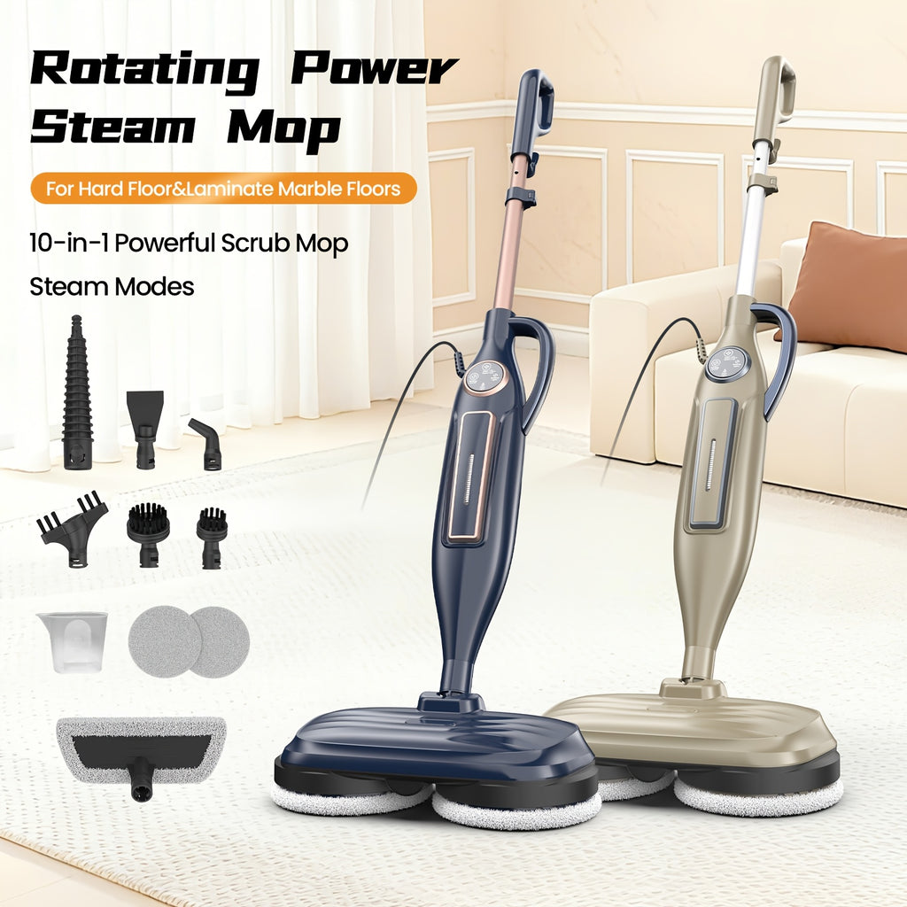 Rotating-Pad Steam Mop VM6 with Three Listed Steam Modes, LED Headlights and Removable Water Tank, Black Gray or Black Golden Floor Cleaning Options