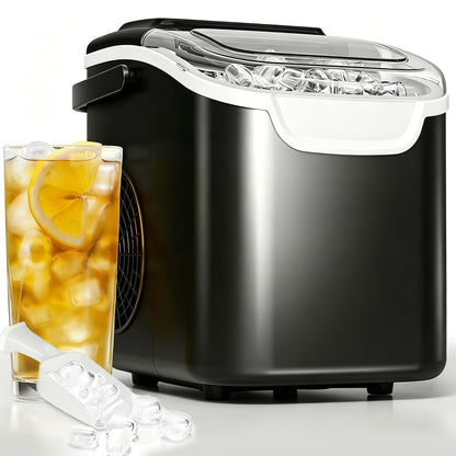 Selectable-Size Countertop Ice Maker with 26lb Daily Output Reference, Self-Cleaning Function, Interior Light, Basket and Scoop in White, Grey or Black-1