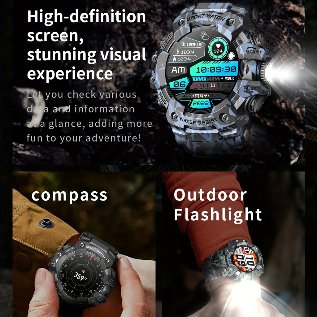 1.32-Inch TFT Smartwatch for Men with Calling, LED Flashlight, 100+ Sports Modes and Sleep Tracking, iPhone Android Compatibility in Eleven Color Options