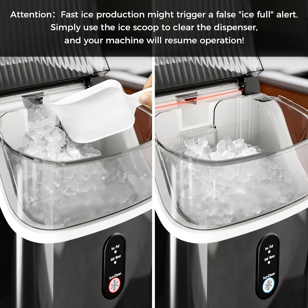 Nugget Ice Maker Countertop 35lbs/Day, Self-Cleaning Pebble Ice Machine with Chewable Ice, 26lbs/Day Bullet Ice Option, Ice Scoop and Basket for Home, Kitchen, Office, Bar and Party