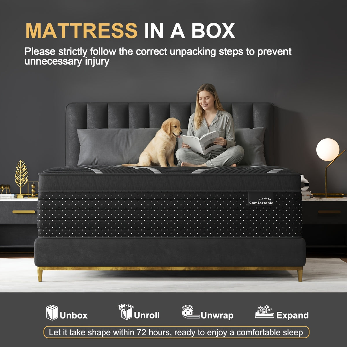 Euro Top Hybrid Mattress with Gel Memory Foam and Individual Pocket Springs, Medium Firm Bed in a Box with 12 and 14-Inch Models, Twin to King Sizes