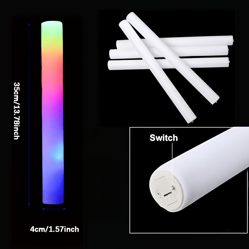 Flashing LED Foam Glow Sticks for Party Favors, 30- or 60-Piece Options for Wedding Receptions, Birthday Celebrations, Concerts and Holiday Events
