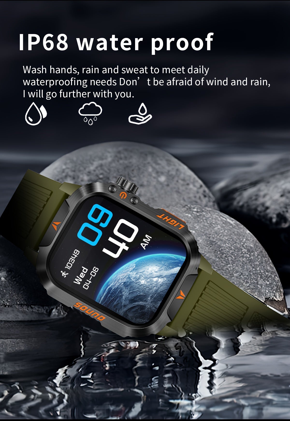 Outdoor Calling Smartwatch with Listed Compass, Altimeter, Barometer and LED Flashlight, 600mAh Battery and Sleep Tracking in Five Style Labels for Men