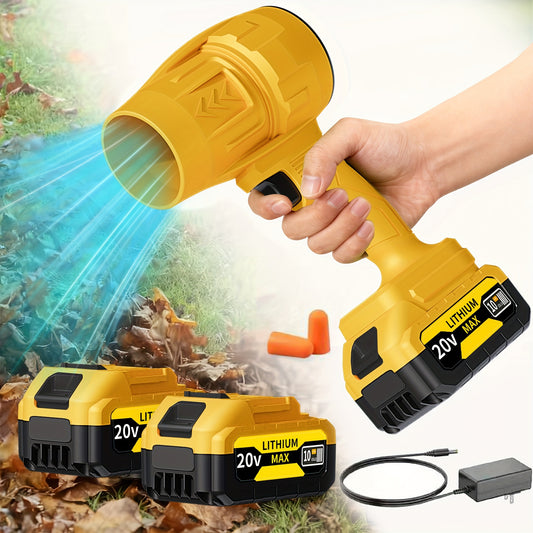 Battery-Powered Leaf Blower with Two-Battery Kit Options, Yellow or Green Cordless Air Blower for Yard Cleanup, Loose Leaves, Dust and Car Drying Projects