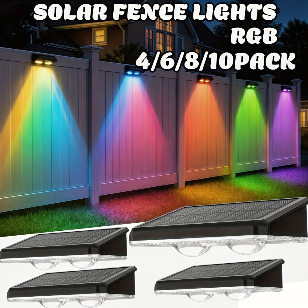 Multicolor Solar Fence Lights with Nine Listed Modes and Lens-Focused LEDs, Outdoor Wall and Patio Decorative Lighting in Packs of 4, 6, 8 or 10