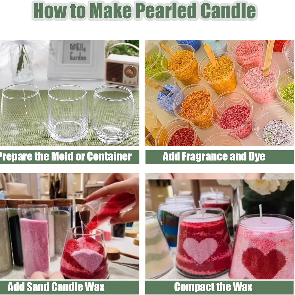 Sand Wax Candle Making Kit by BlingFun with Five Colors, 500g Total Granulated Wax and 20 Wicks for Adult Decorative Candle Crafts, Bright Color or Dark Options