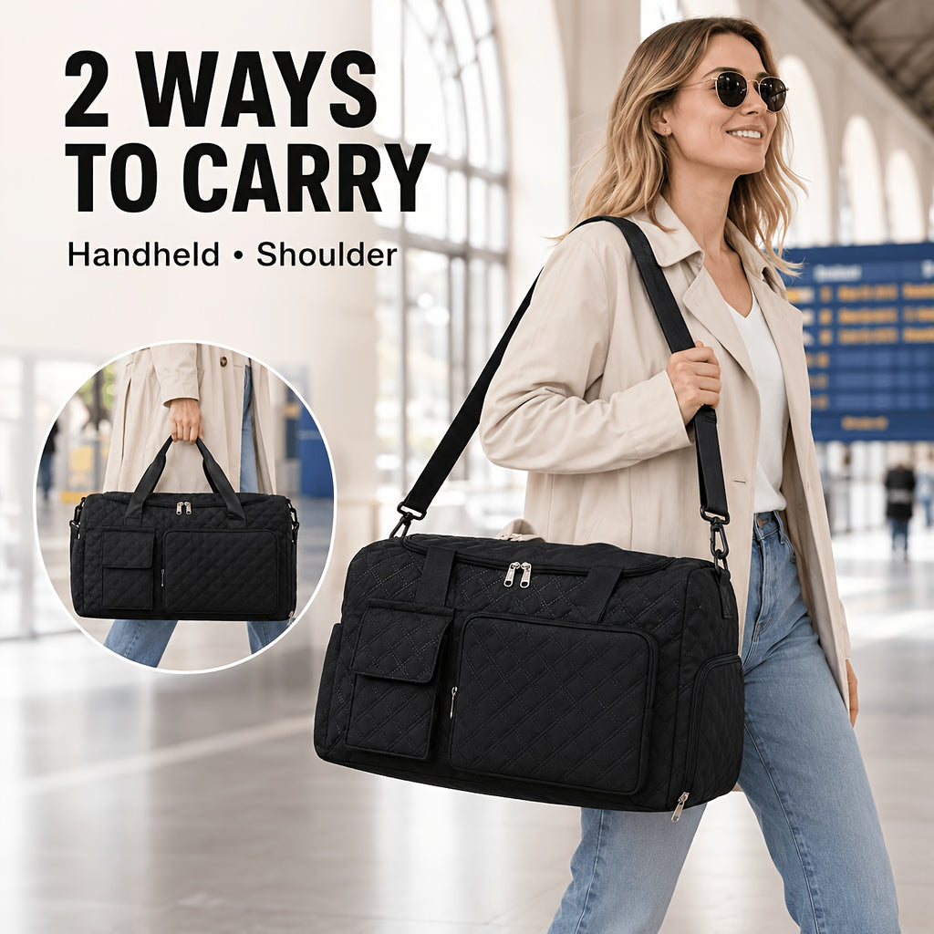 Dry-Wet Separation Travel Tote Bag with Double-Side Pockets, Shoulder and Crossbody Handbag in Six Color and Size Options for Gym and Trips
