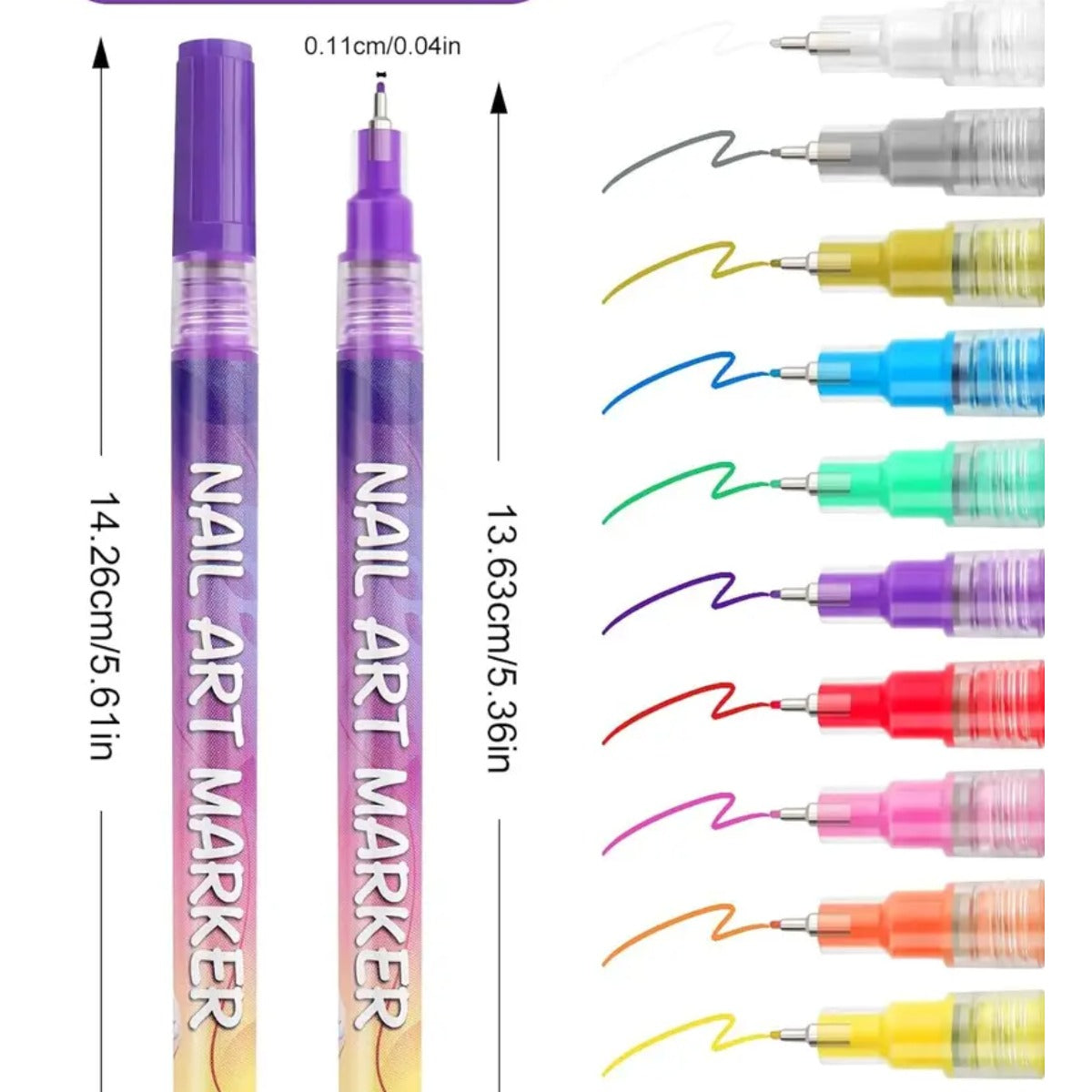 24-Color Nail Painting Pen Set with Quick-Drying Formula and ABS Plastic Barrels, Detail Drawing Tools for Adult DIY Doodle Manicures at Home or Salon