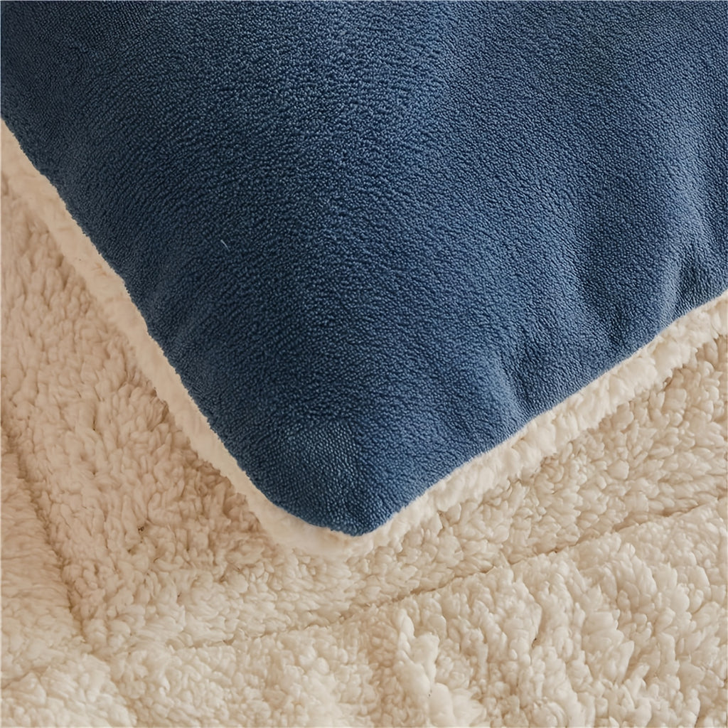 Sherpa Fleece Blanket with Listed Reversible Plush Microfiber Design, Twin XL, Full, Queen and King Options for Sofa Lounging and Cozy Bedroom Layering