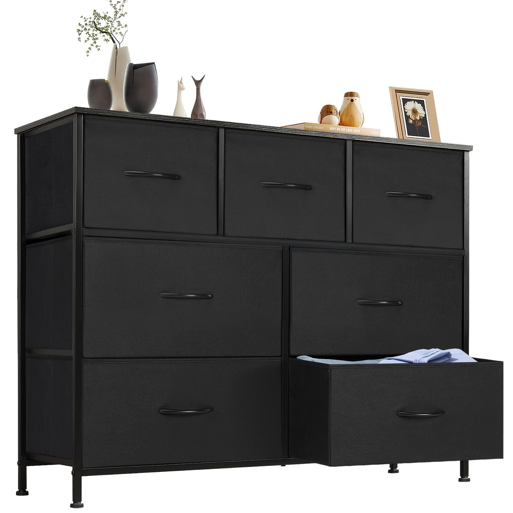 Multi-Drawer Fabric Storage Cabinet with Wooden Top, Four, Five, Seven or Eight Drawer Model Options for Closet, Entryway and Living Room Home Organization