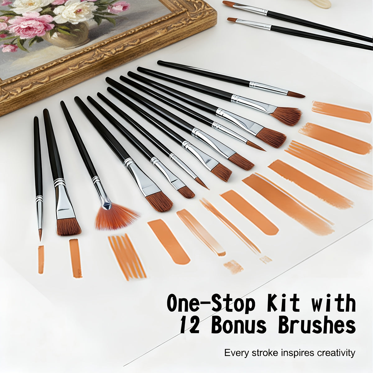 Beginner Acrylic Paint Set with 24 Colors and 12 Art Brushes, Listed 2.03 oz Option for Canvas Painting, Decorative Ceramic Projects and Fabric Crafts