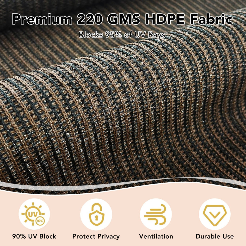 Outdoor Roller Shade in Gray or Mocha, Cordless Roll Up Patio Blind with 220GSM HDPE Fabric, One-Piece Panel and Seven Sizes for Porch, Deck and Balcony