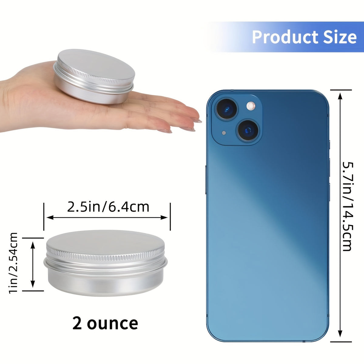 Aluminum Tins with Screw Lids, Round Refillable Metal Storage Containers in 45-Pack 4oz or 60-Pack 2oz Options for Craft and Sewing Supply Organization